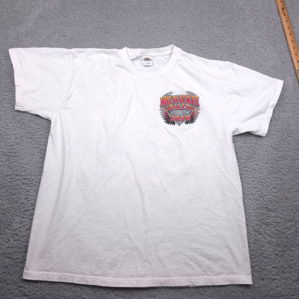 2010 Milwaukee Rally Shirt Mens‎ Size XL White Biker Collectible